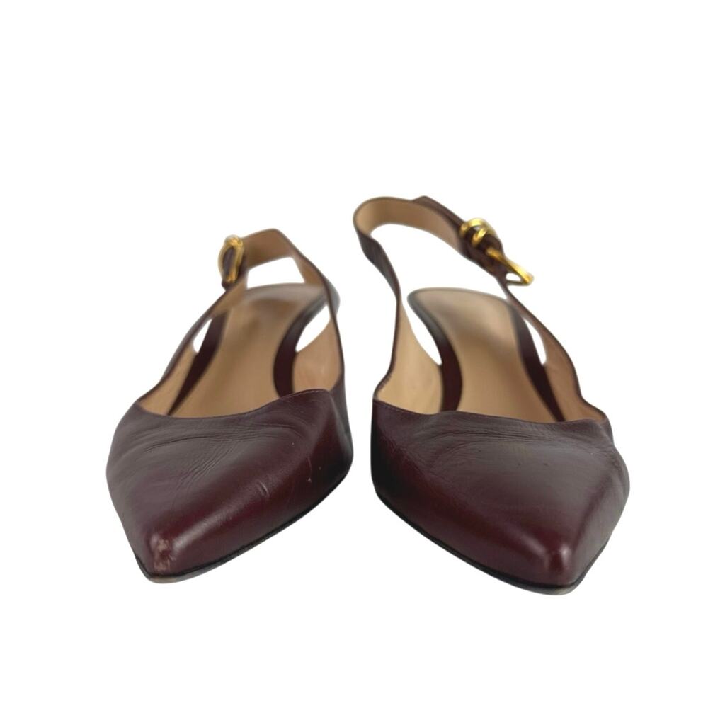 Gianvito Rossi Brown Leather Pointed Toe Buckle Slingback Pumps Shoes 40 US 10 - Picture 2 of 8